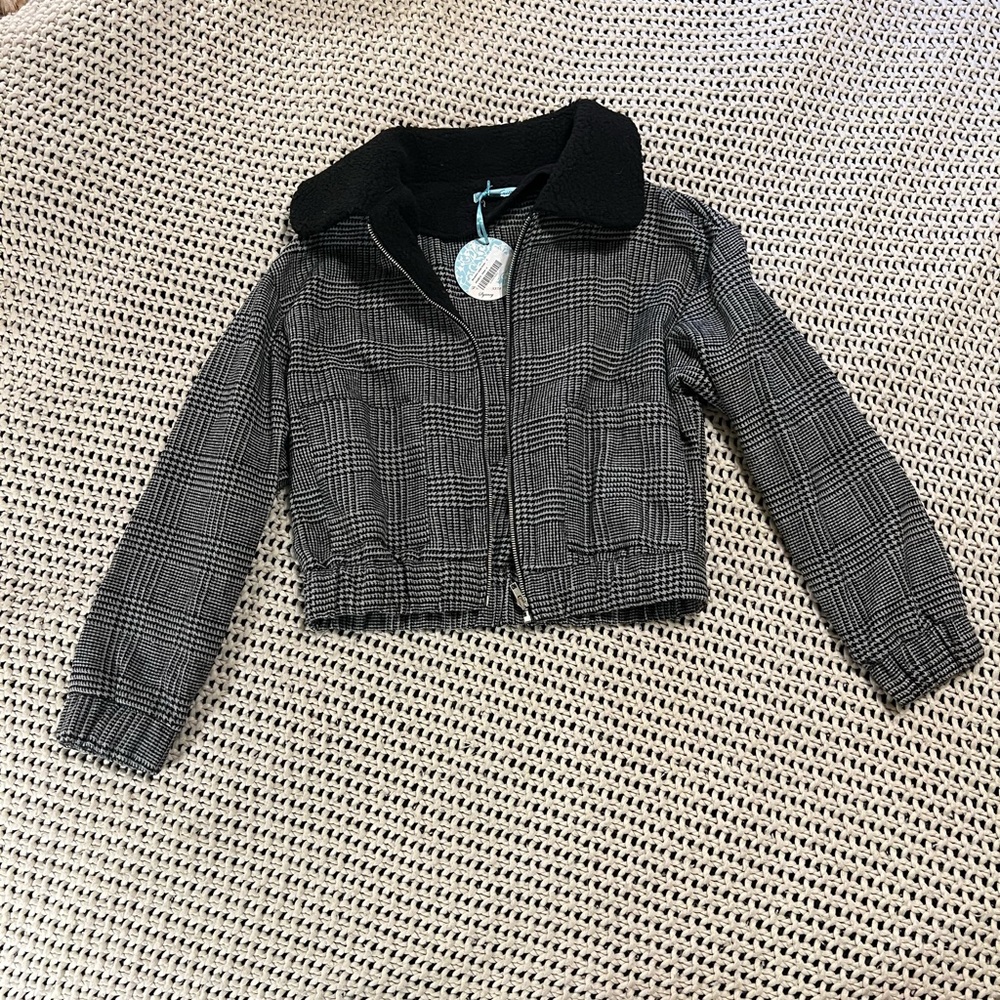 Beginning boutique Black/White Checkered Jacket